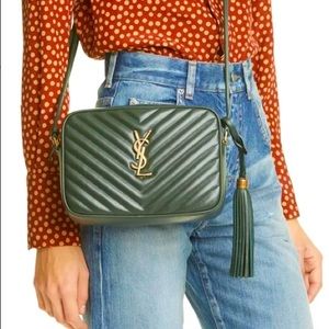 SAINT LAURENT
Calfskin Matelasse Monogram Lou Camera Bag Green